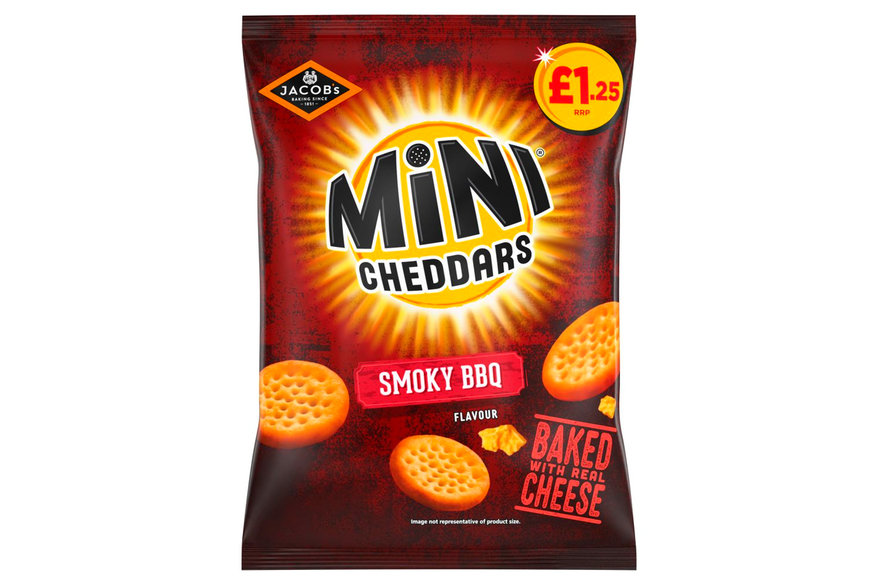 Jacobs Mini Cheddars Smoky BBQ Flavour, 12 Mini Bags - Snack Pack, 2